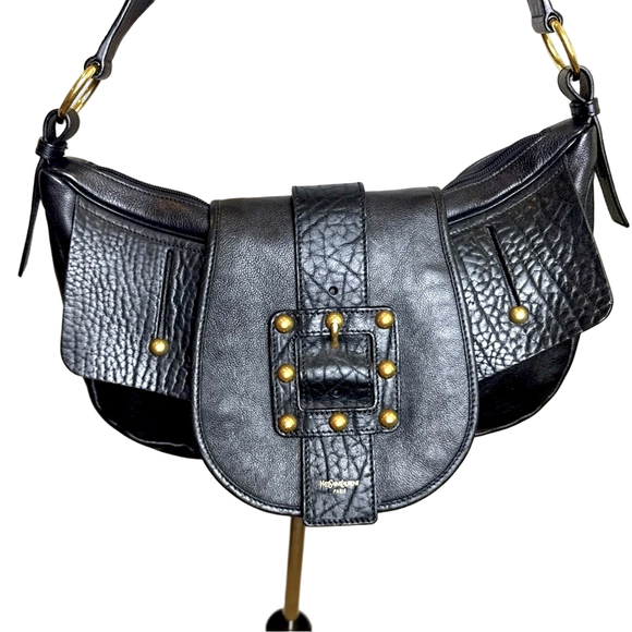 Yves Saint Laurent Handbags - Yves Saint Laurent Rive Gauche Hobo Shoulder Bag Black Leather Large